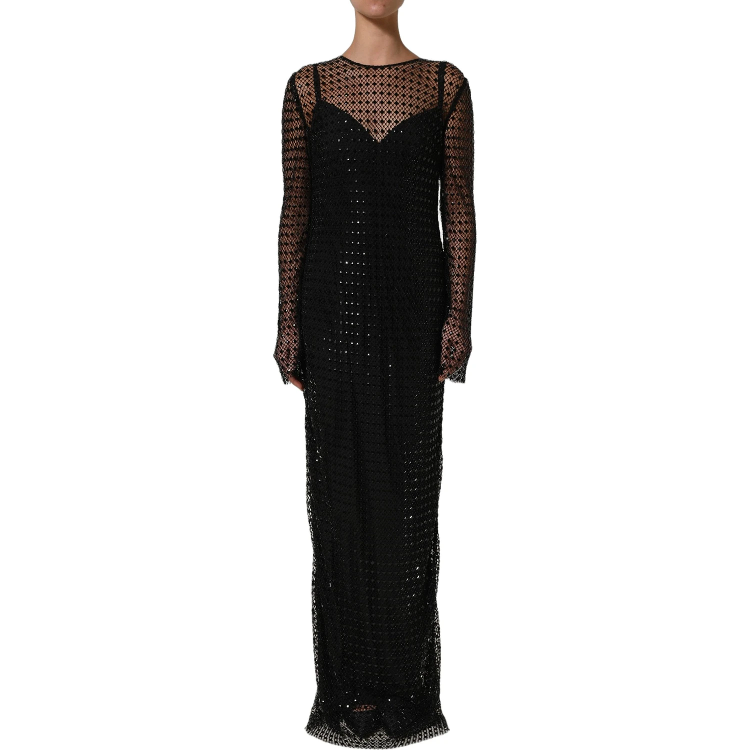 Black Rhinestones Embellished Gown Dress