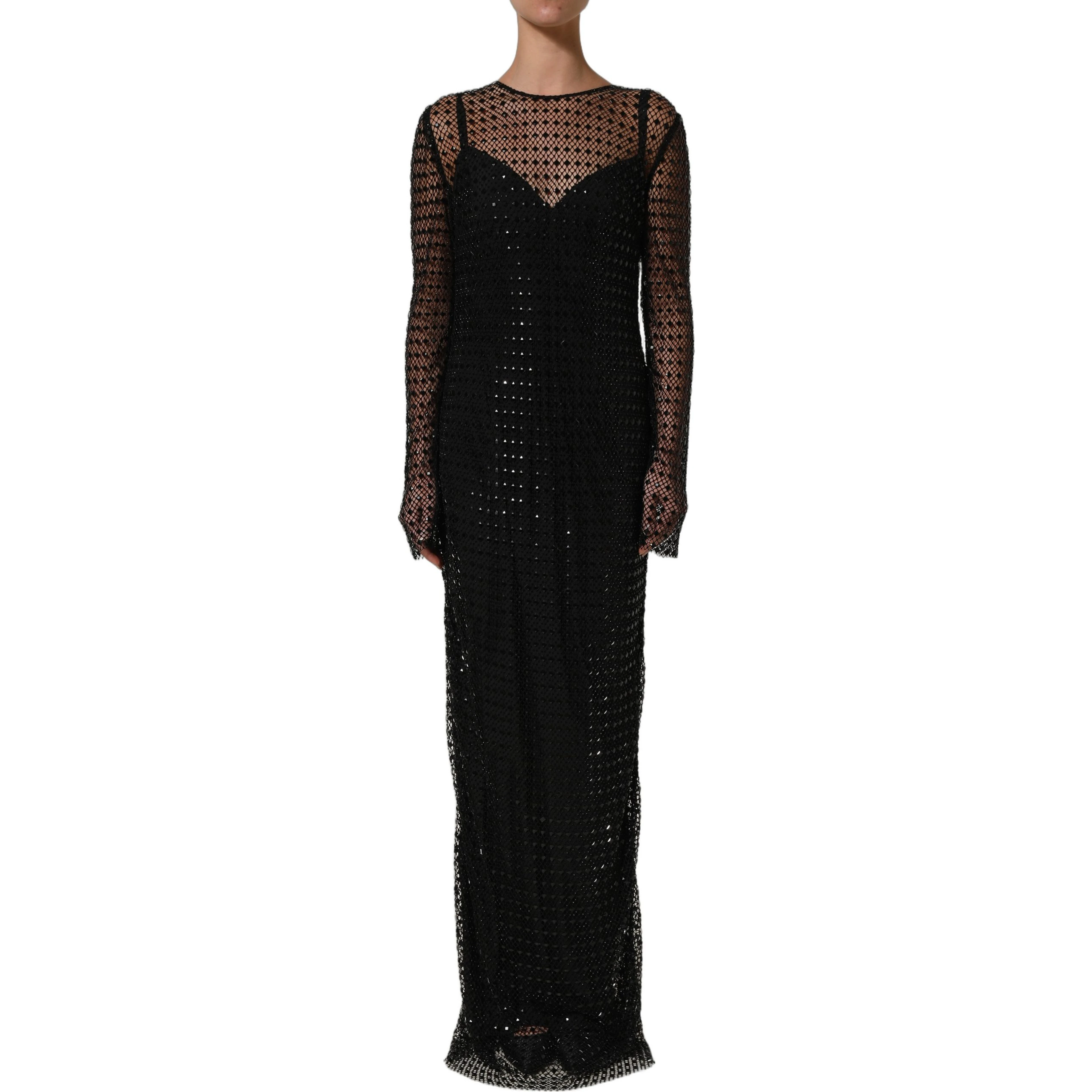Black Rhinestones Embellished Gown Dress