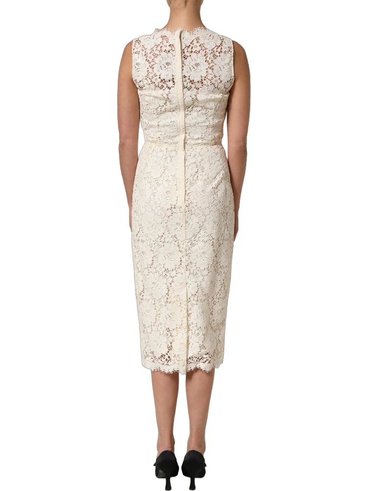 White Cotton Corded Lace Sleeveless Midi Dress alternative