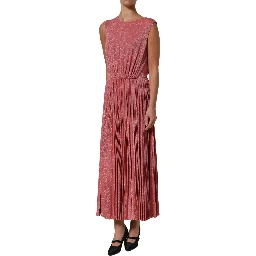 Coral Pink Pleated Sleeveless Max Dress