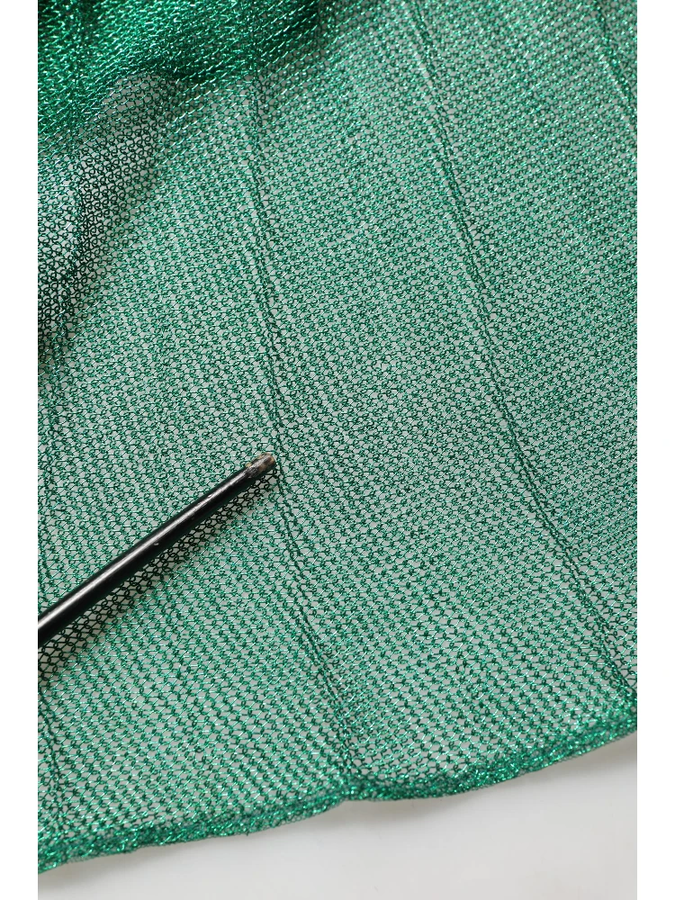 Metallic Green Sleeveless Plissé Gown Dress alternative