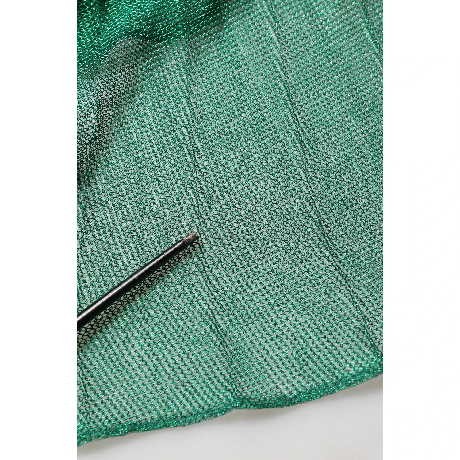 Metallic Green Sleeveless Plissé Gown Dress