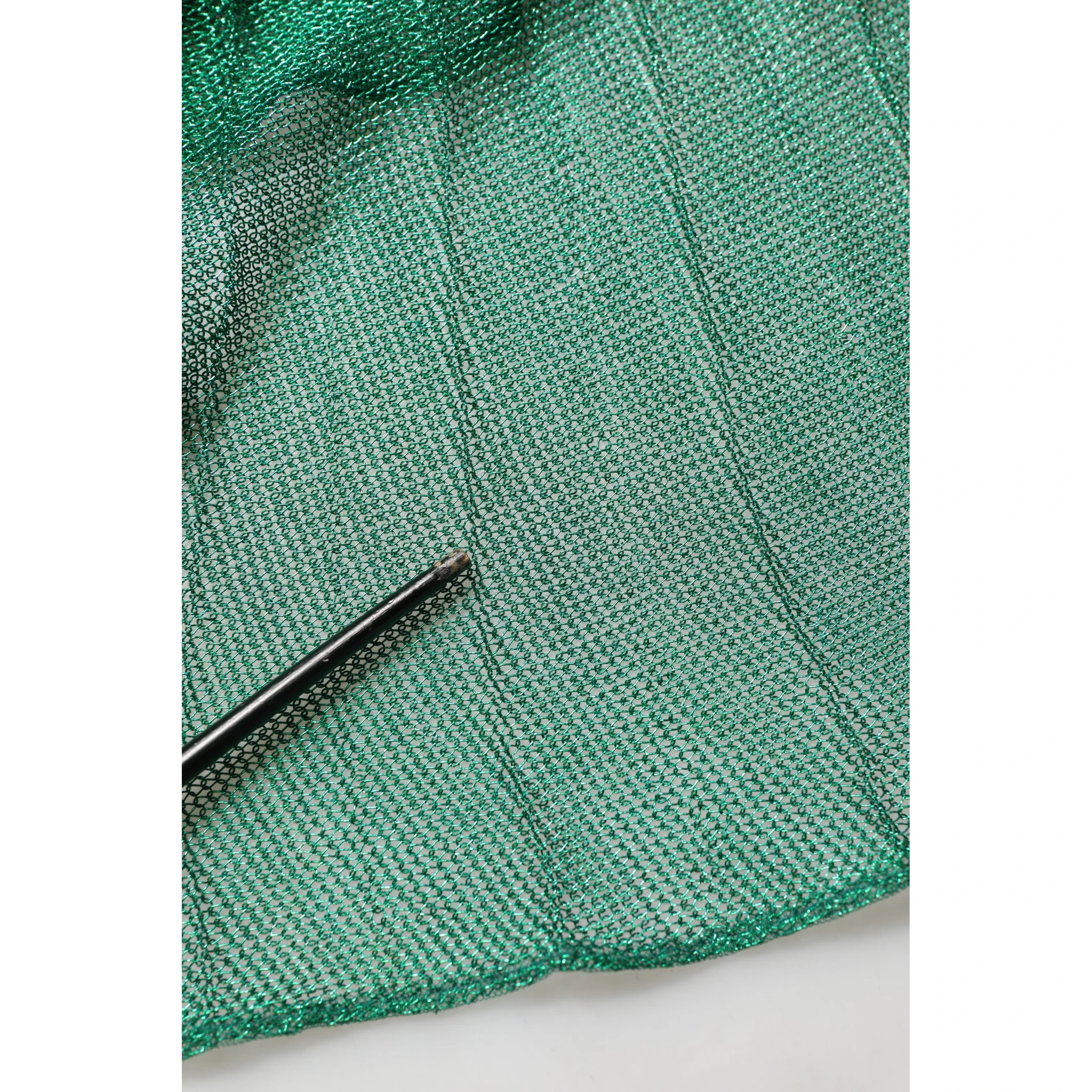 Metallic Green Sleeveless Plissé Gown Dress