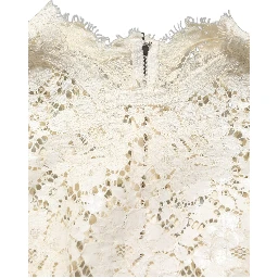 White Cotton Corded Lace Sleeveless Midi Dress