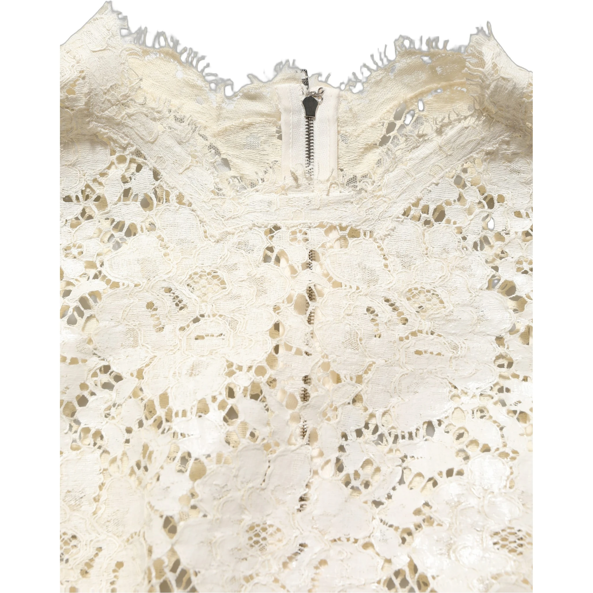 White Cotton Corded Lace Sleeveless Midi Dress