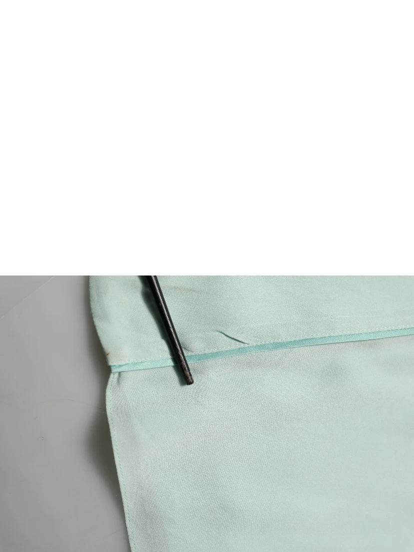 Mint Green Silk Lace Trim Abaya Maxi Dress