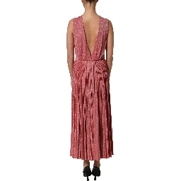 Coral Pink Pleated Sleeveless Max Dress