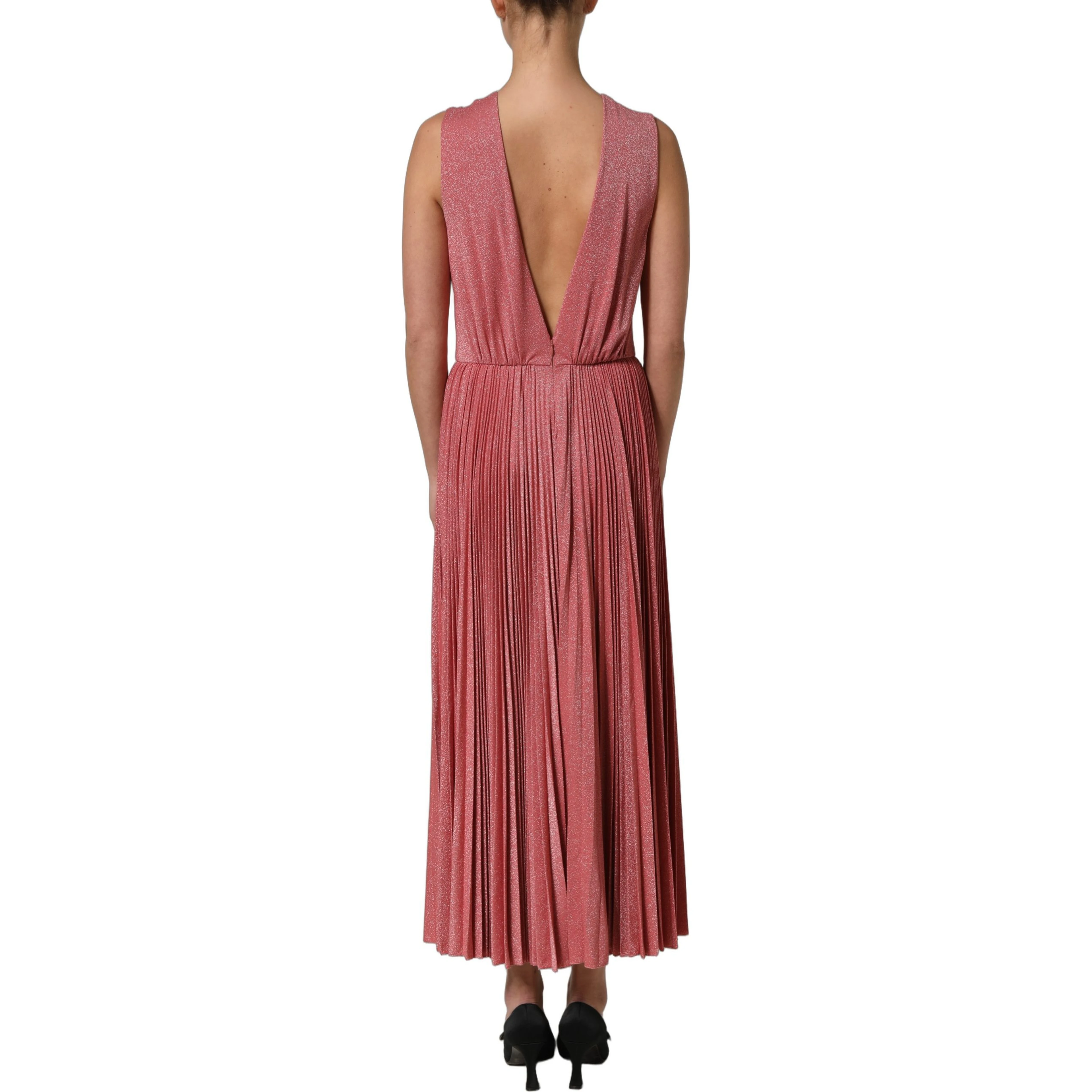 Coral Pink Pleated Sleeveless Max Dress