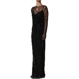 Black Rhinestones Embellished Gown Dress