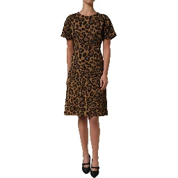 Brown LeopardPrint Flared A-line Mini Dress