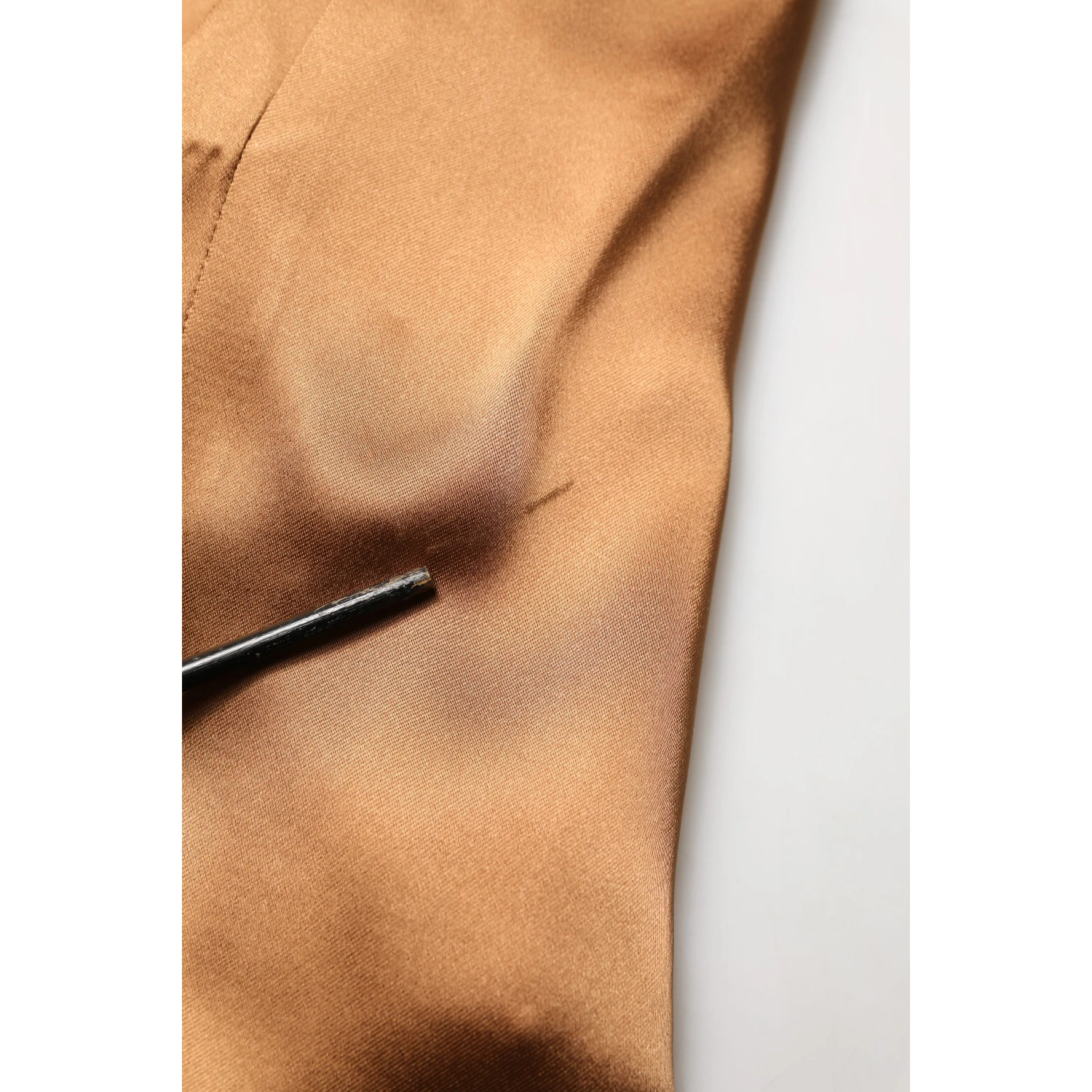 Brown Satin Acetate Wrap Sheath Mini Belted Dress