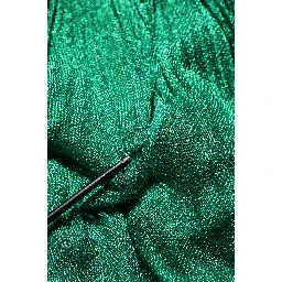 Metallic Green Sleeveless Plissé Gown Dress