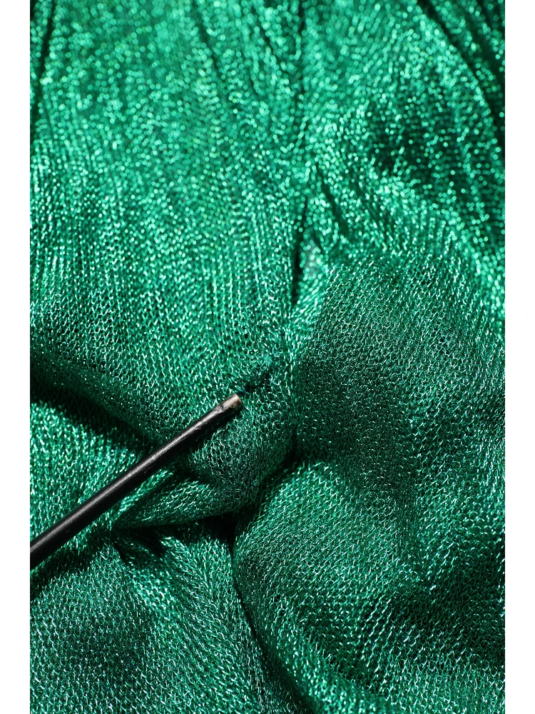 Metallic Green Sleeveless Plissé Gown Dress alternative