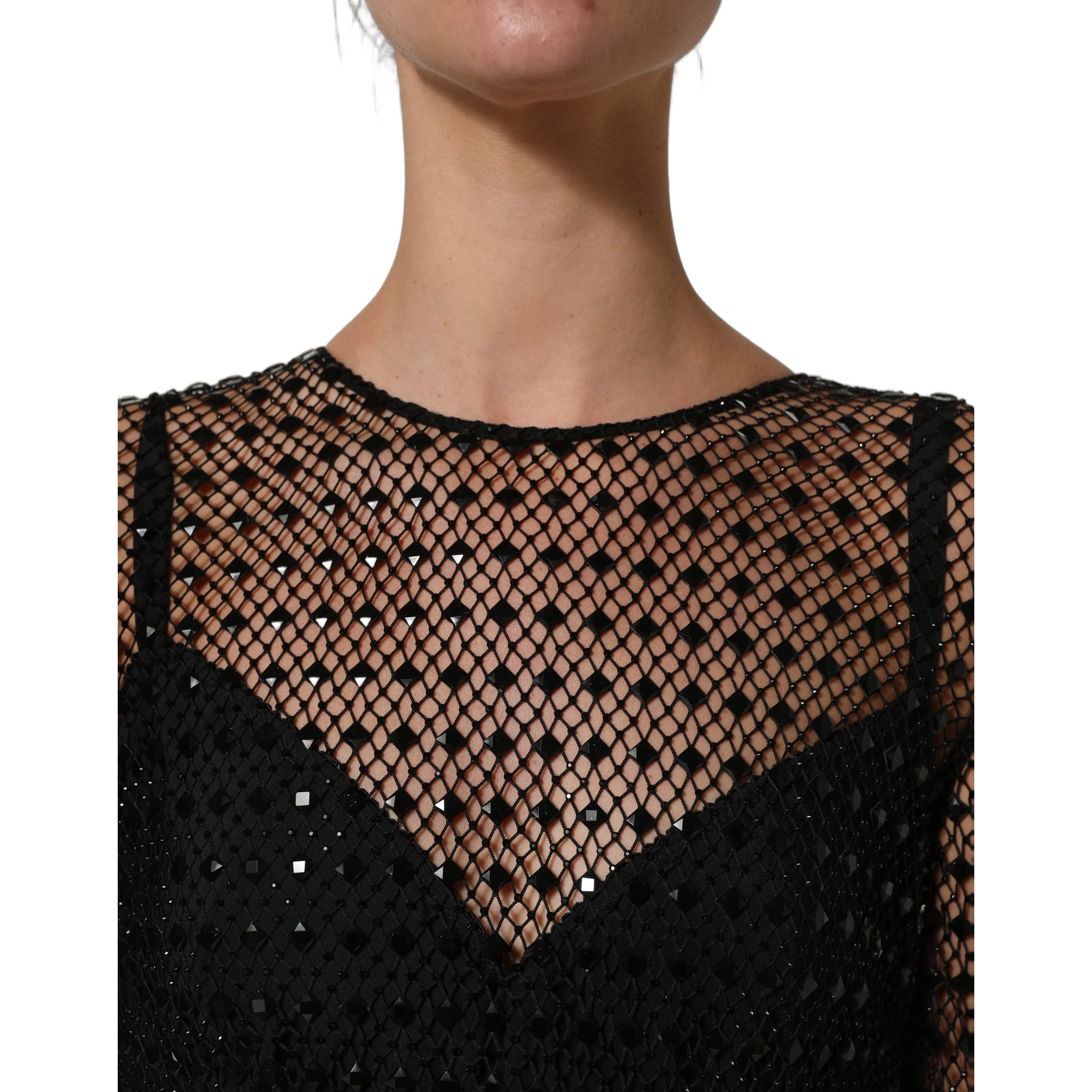 Black Rhinestones Embellished Gown Dress