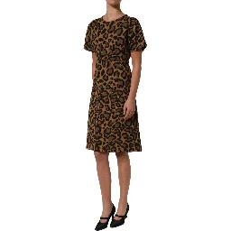 Brown LeopardPrint Flared A-line Mini Dress