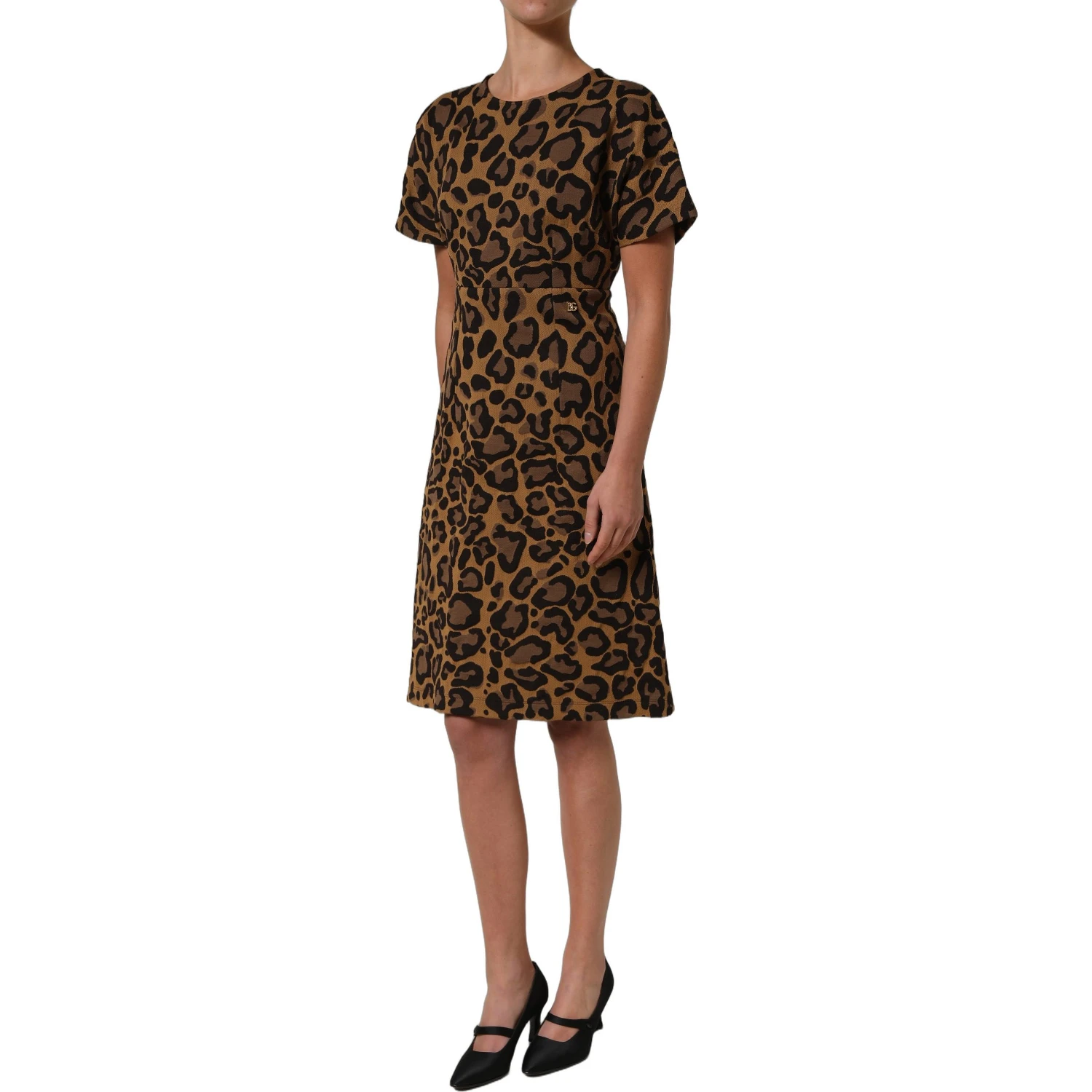 Brown LeopardPrint Flared A-line Mini Dress