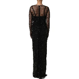 Black Rhinestones Embellished Gown Dress