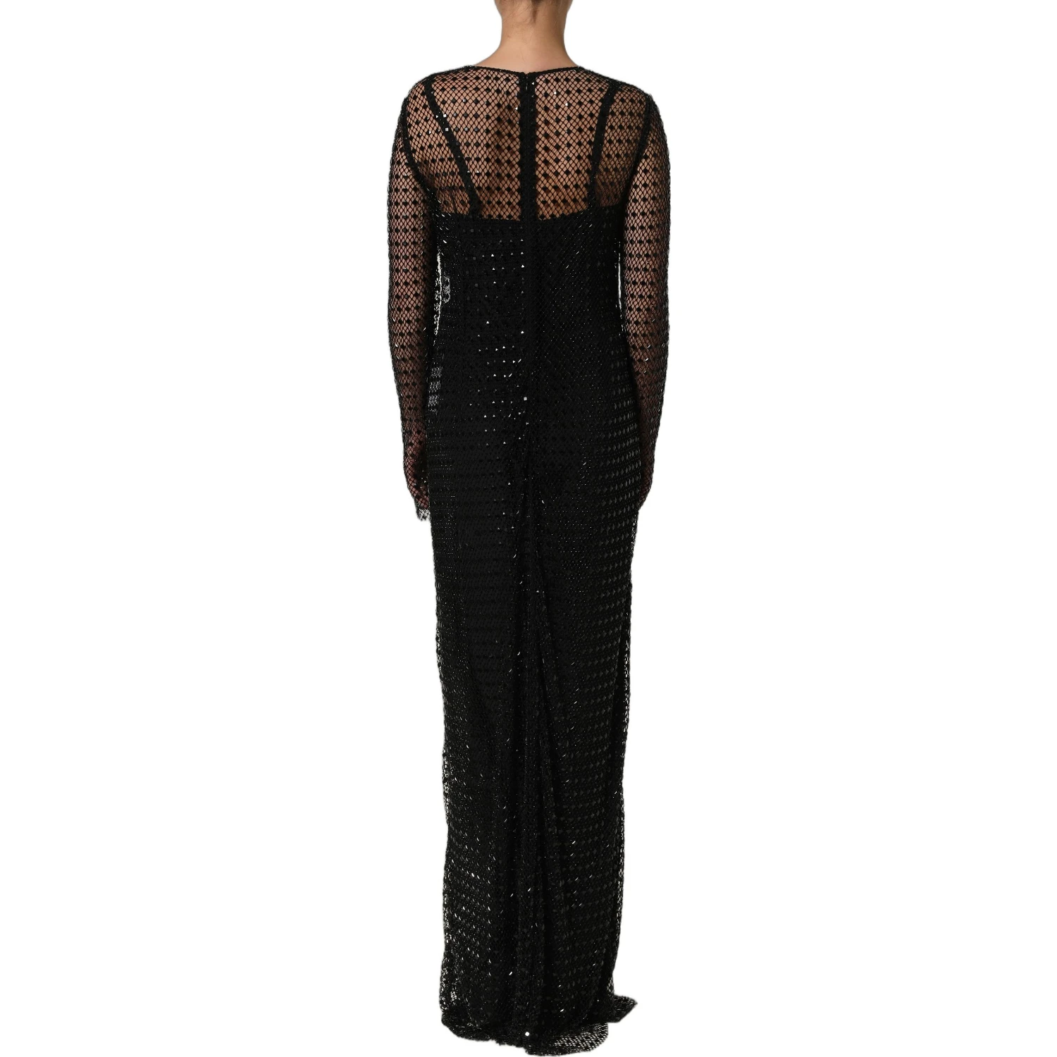 Black Rhinestones Embellished Gown Dress