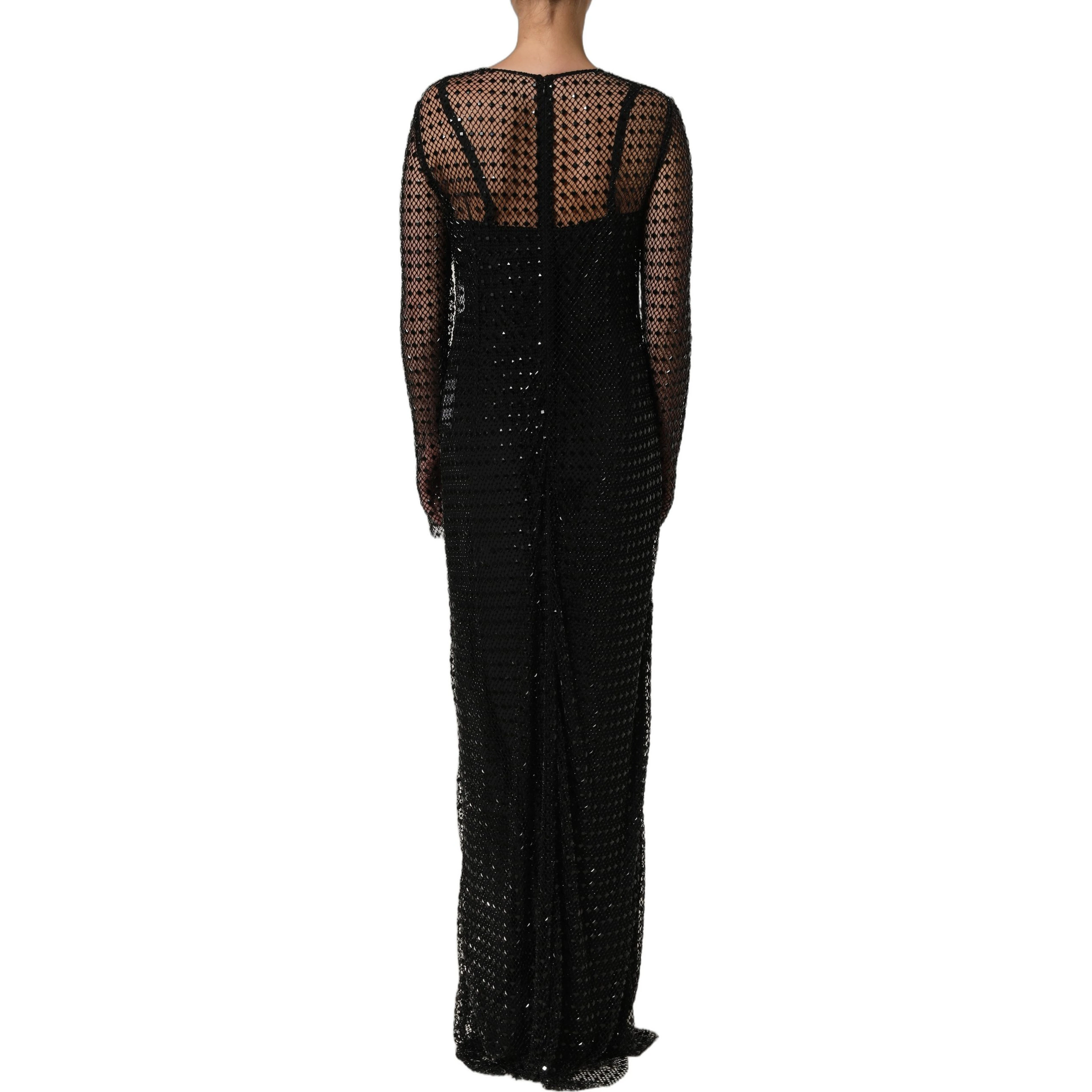 Black Rhinestones Embellished Gown Dress