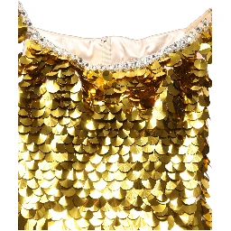 Gold Sequin Embellished Sleeveless Gown Dress