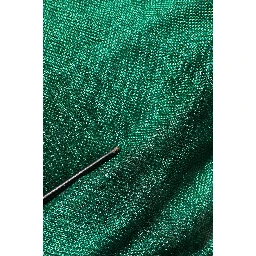 Metallic Green Sleeveless Plissé Gown Dress