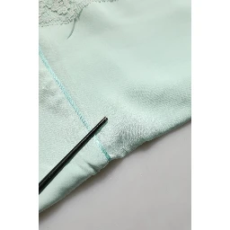 Mint Green Silk Lace Trim Abaya Maxi Dress