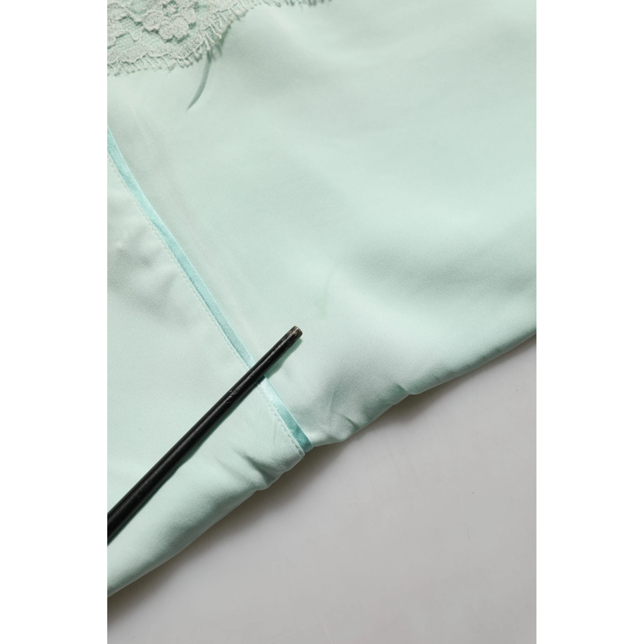 Mint Green Silk Lace Trim Abaya Maxi Dress