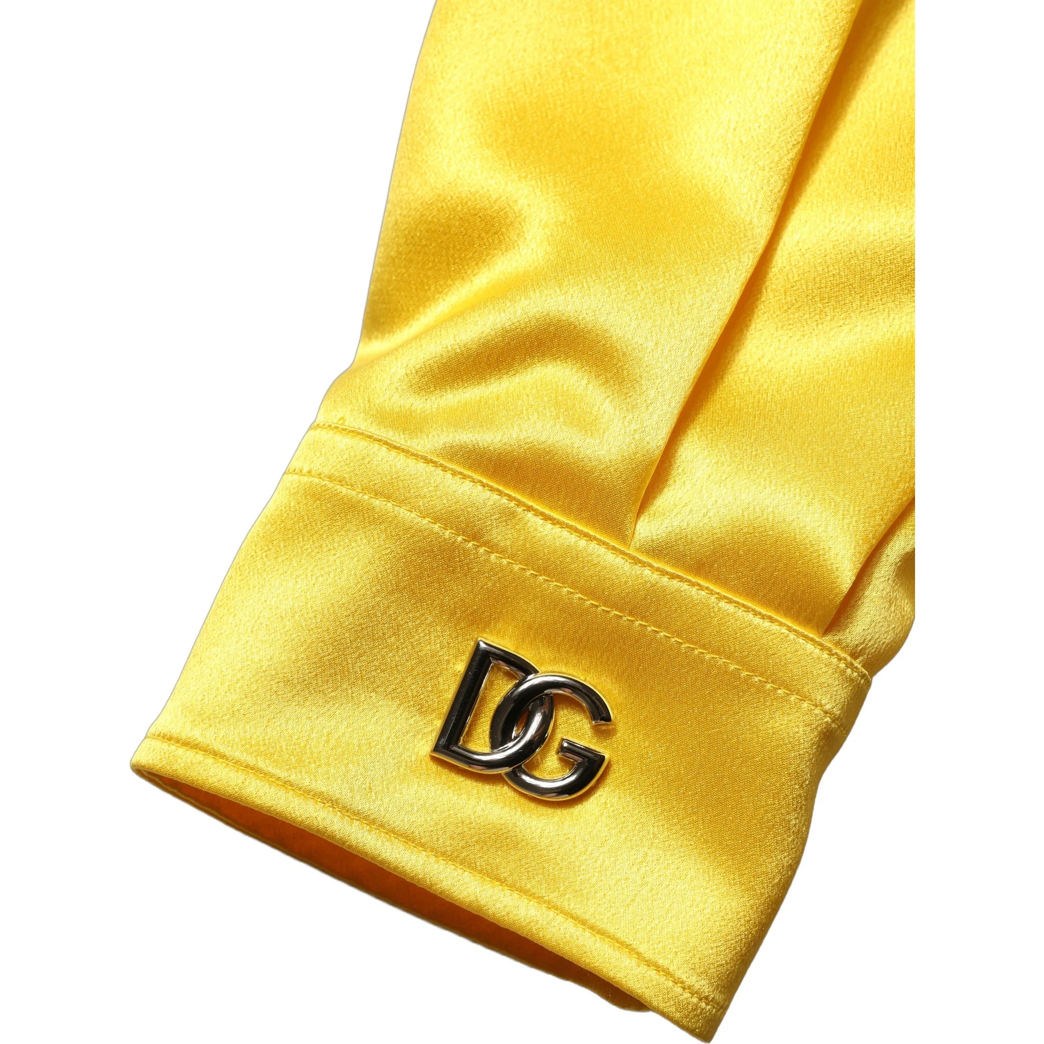 Yellow Silk Collared Button Down Maxi Dress