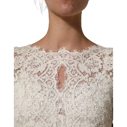 White Lace Viscose Sheath Long Gown Dress