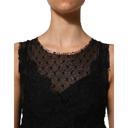 Black Lace Trim Sleeveless A-line Mini Dress