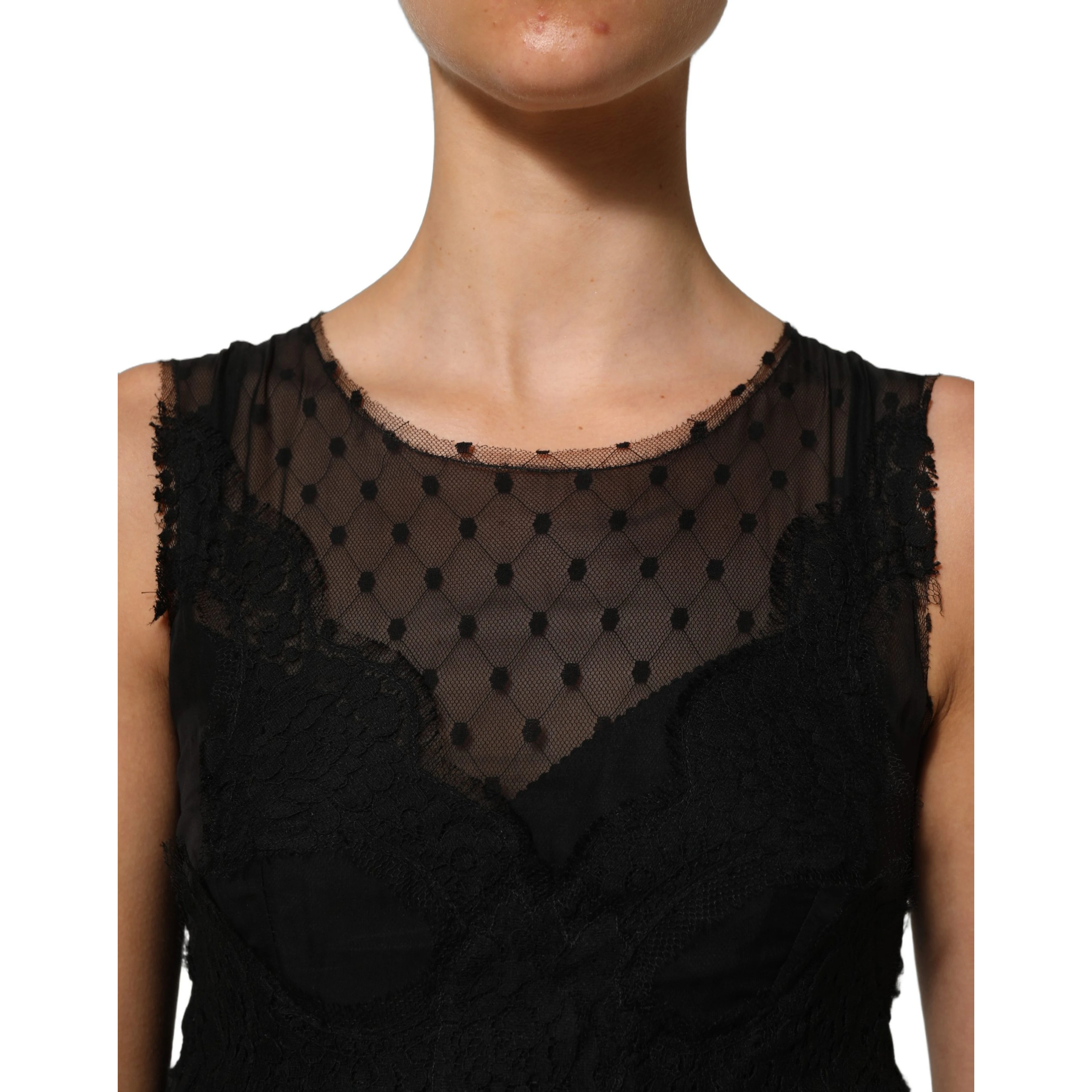 Black Lace Trim Sleeveless A-line Mini Dress