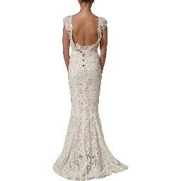 White Lace Viscose Sheath Long Gown Dress