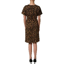 Brown LeopardPrint Flared A-line Mini Dress
