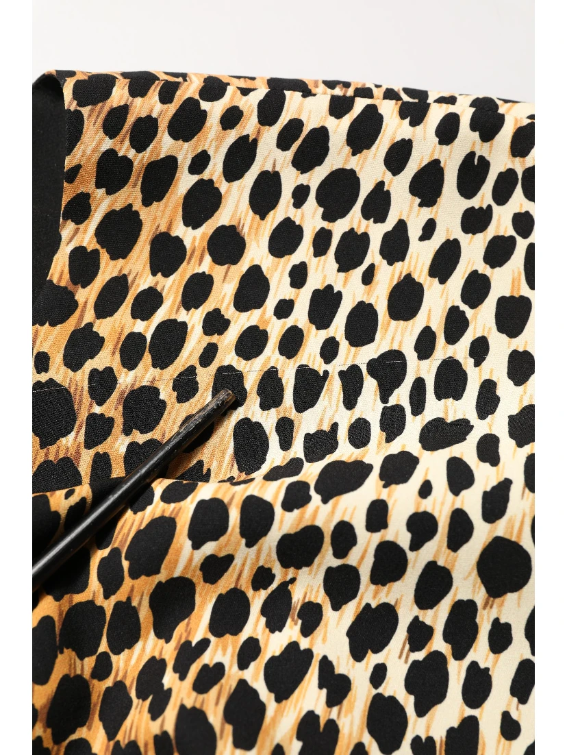 Brown Leopard Print Silk Sheath Midi Dress