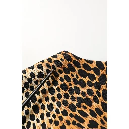 Brown Leopard Print Silk Sheath Midi Dress