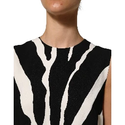 Black White Zebra Print Viscose Mini Dress