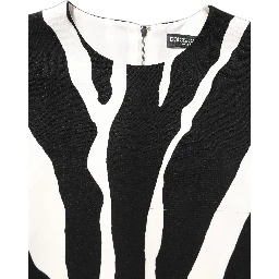 Black White Zebra Print Viscose Mini Dress