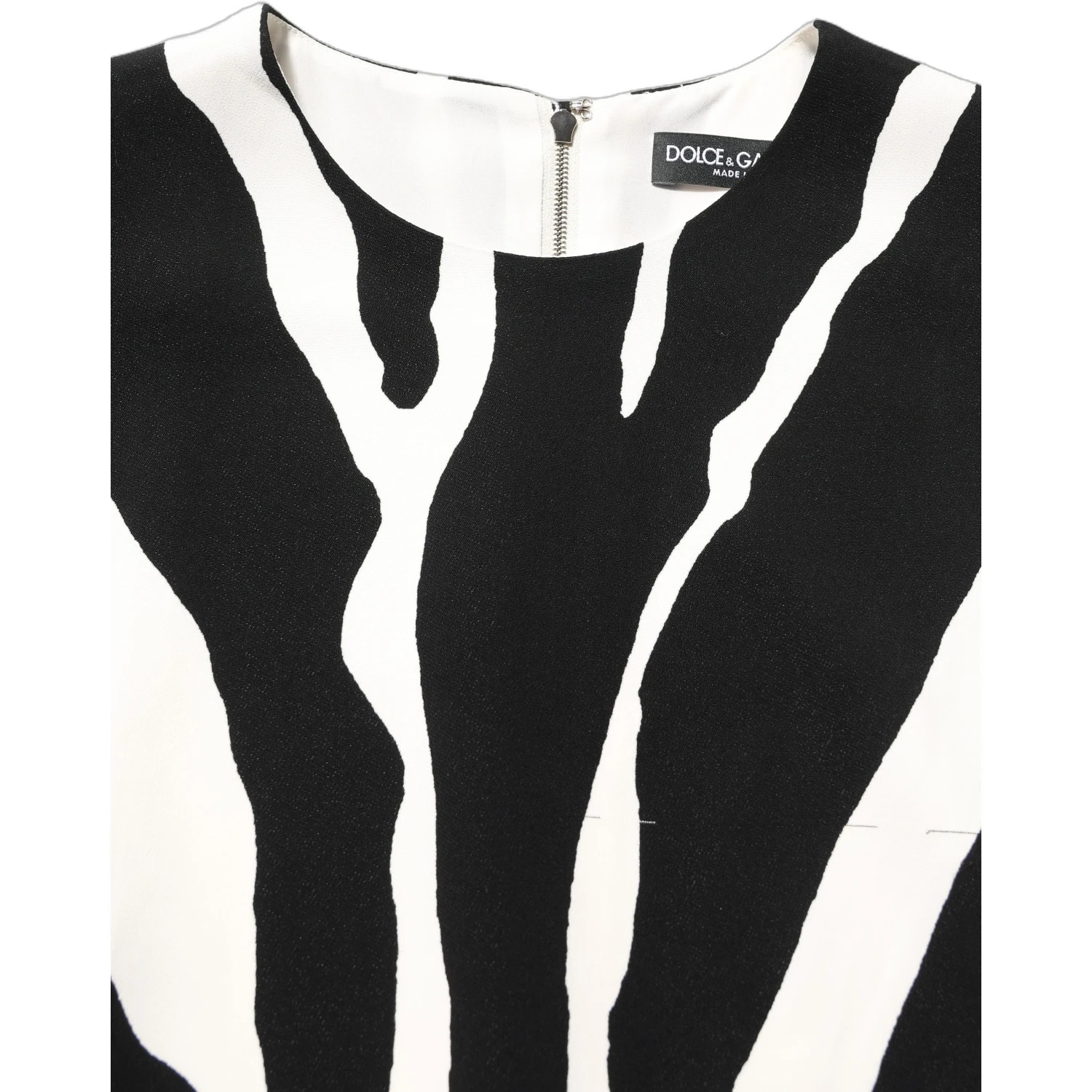 Black White Zebra Print Viscose Mini Dress