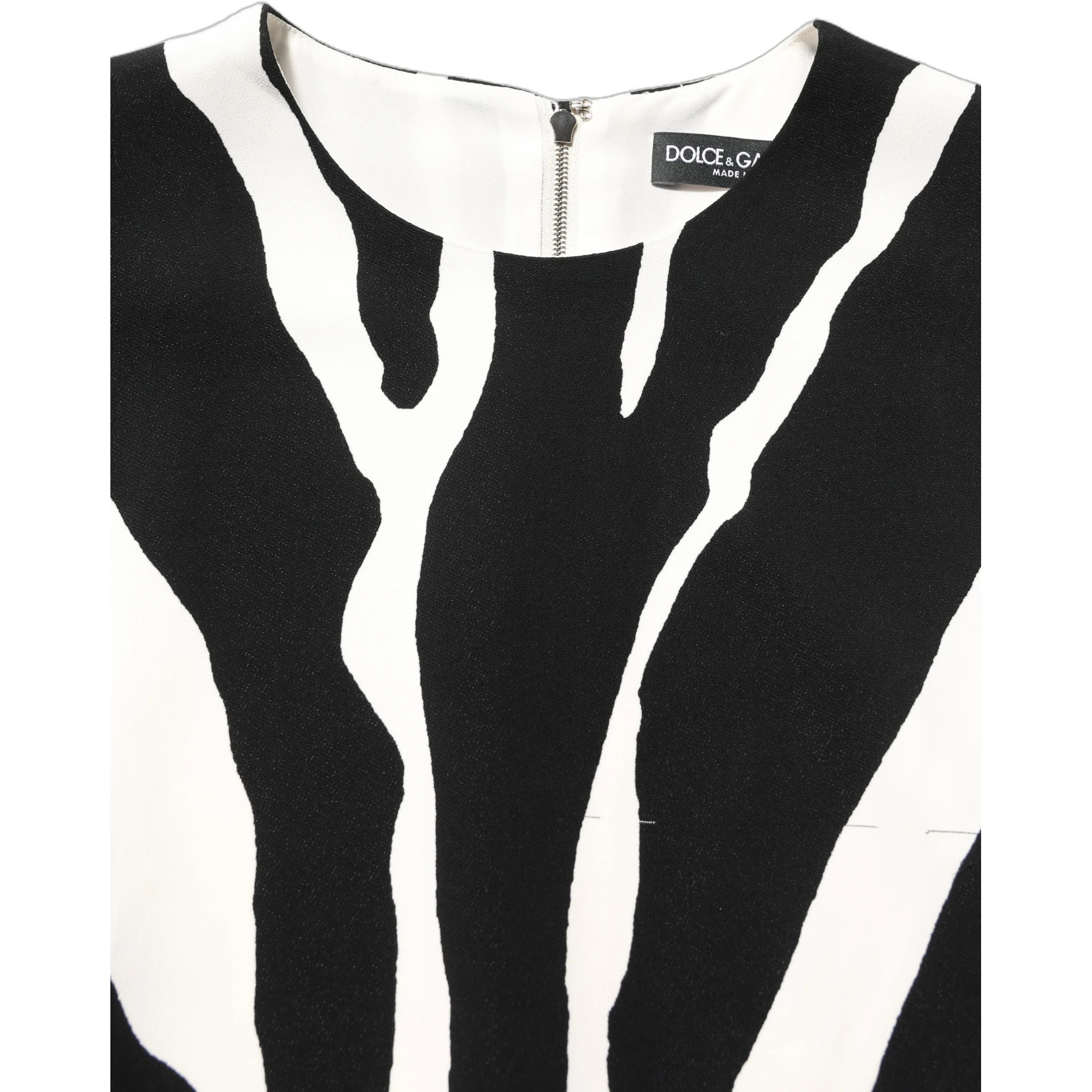 Black White Zebra Print Viscose Mini Dress