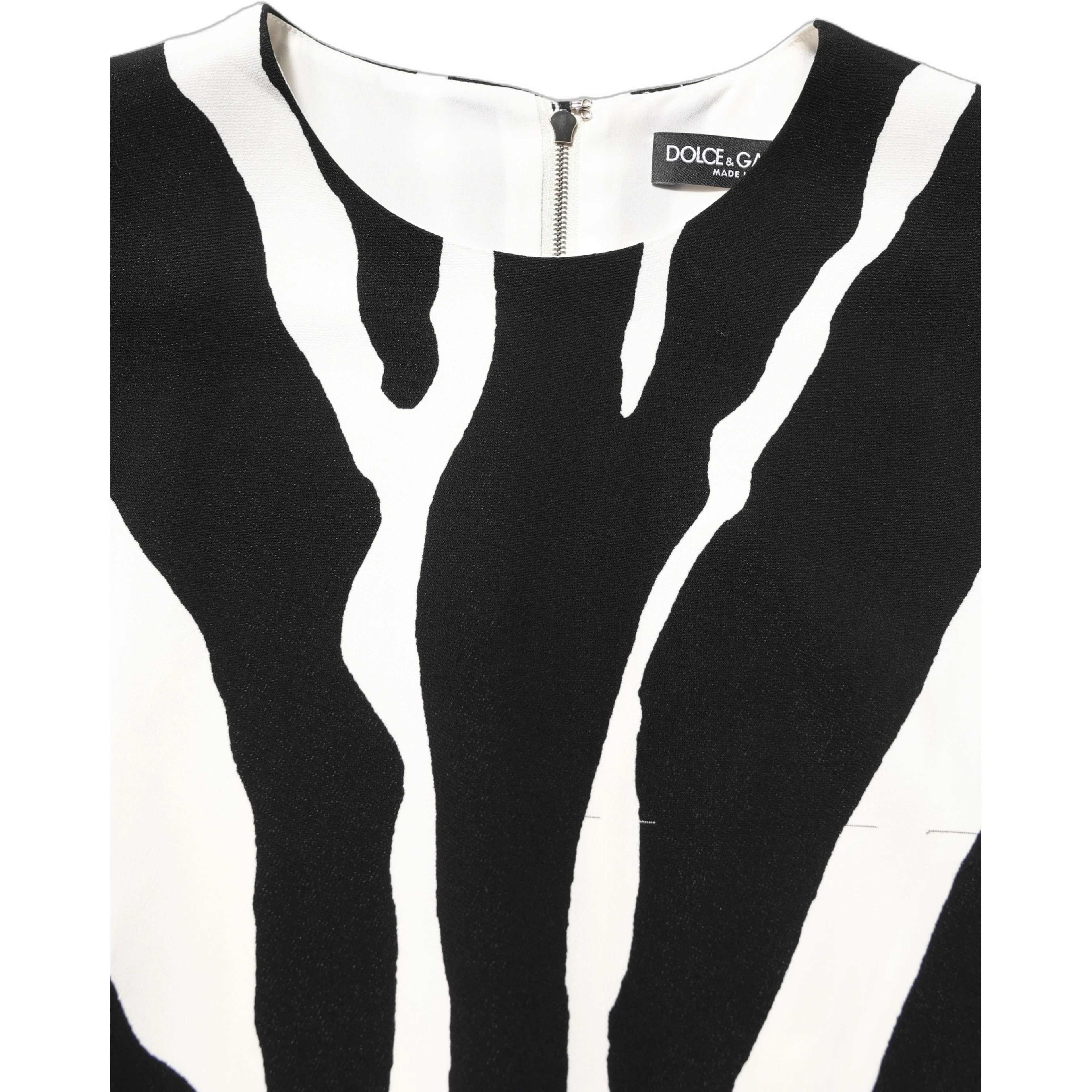 Black White Zebra Print Viscose Mini Dress