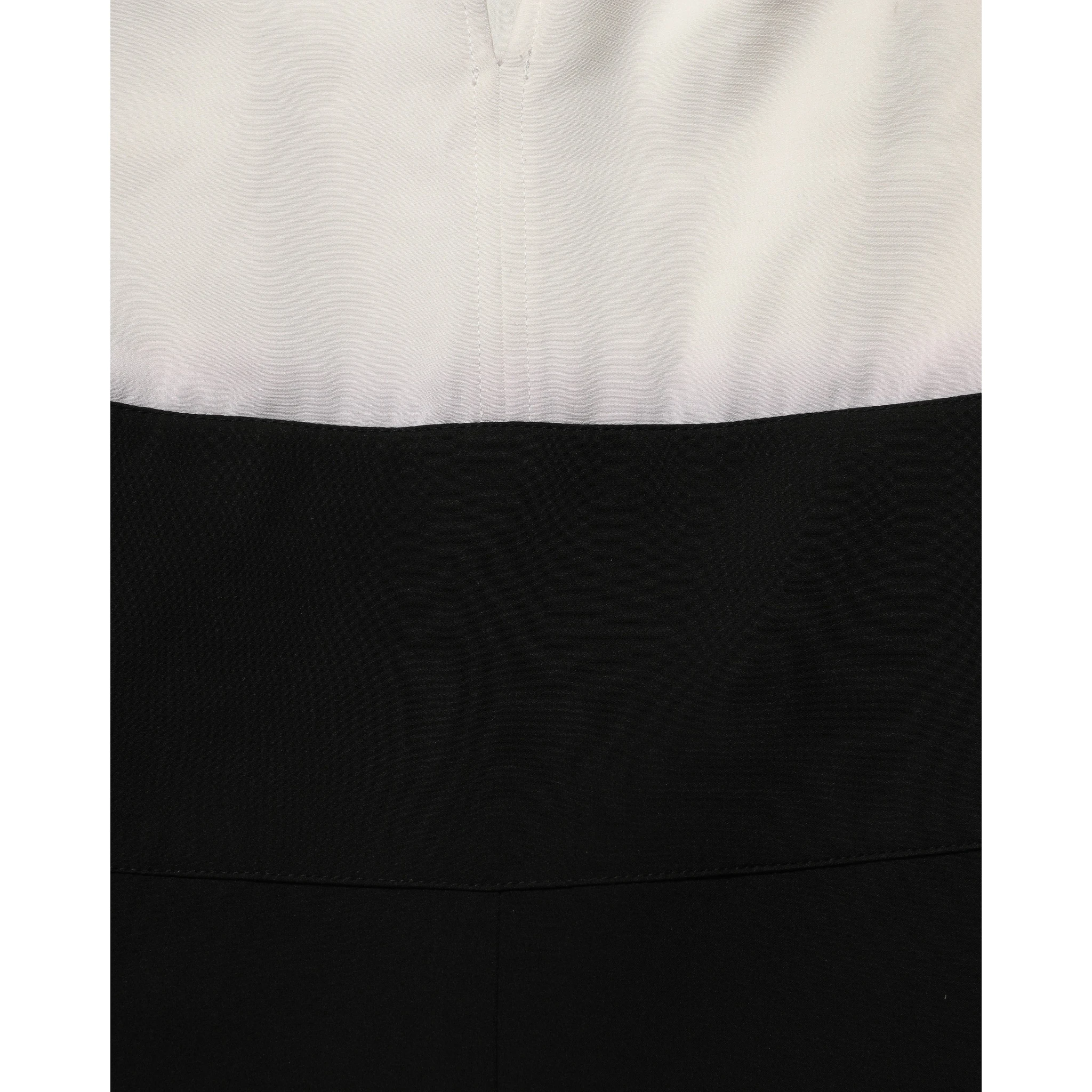 White Black Plunging Neck Sleeveless Bodysuit Dress