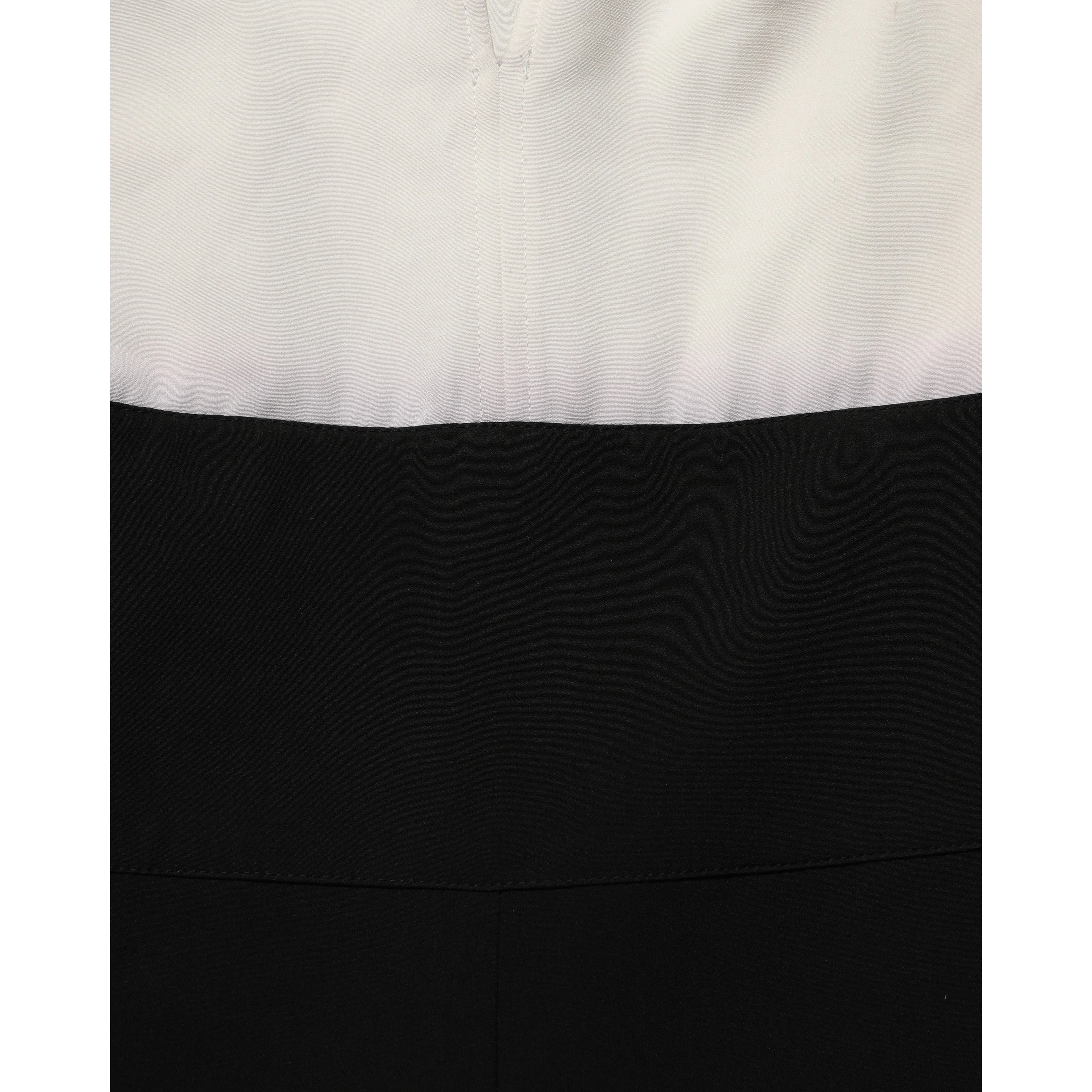 White Black Plunging Neck Sleeveless Bodysuit Dress