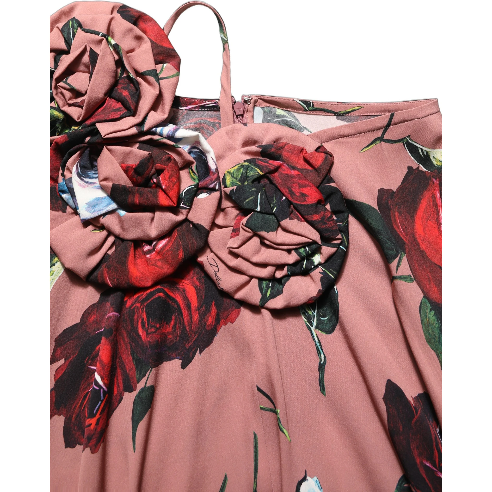 Dusty Pink Silk Floral Strapless Maxi Dress