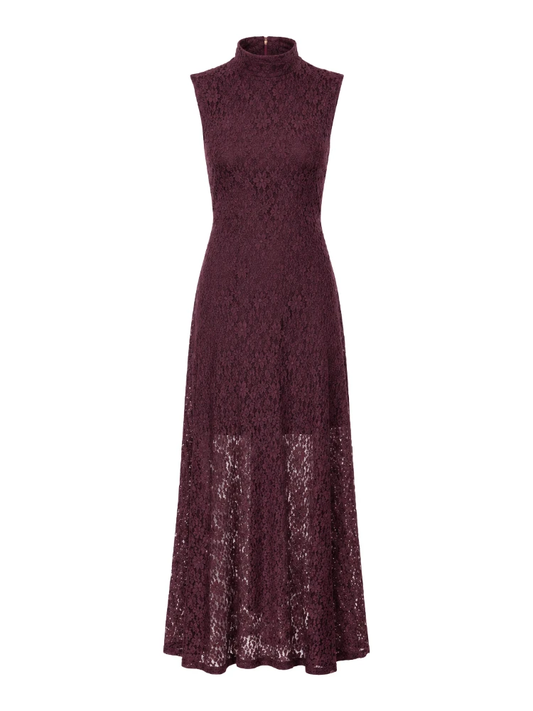 LACE MAXI FLARED DRESS