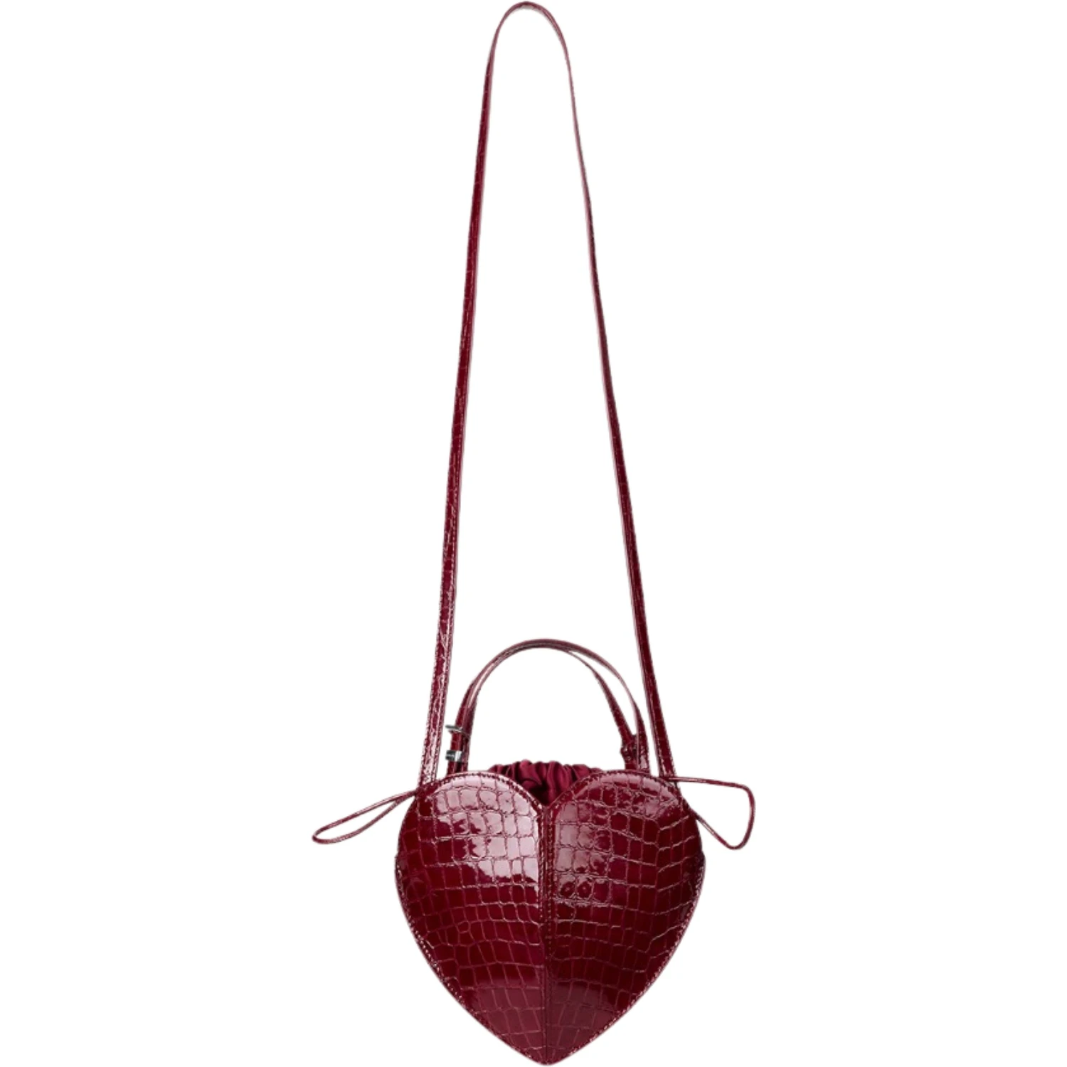 PATENT CROCO HEART BAG