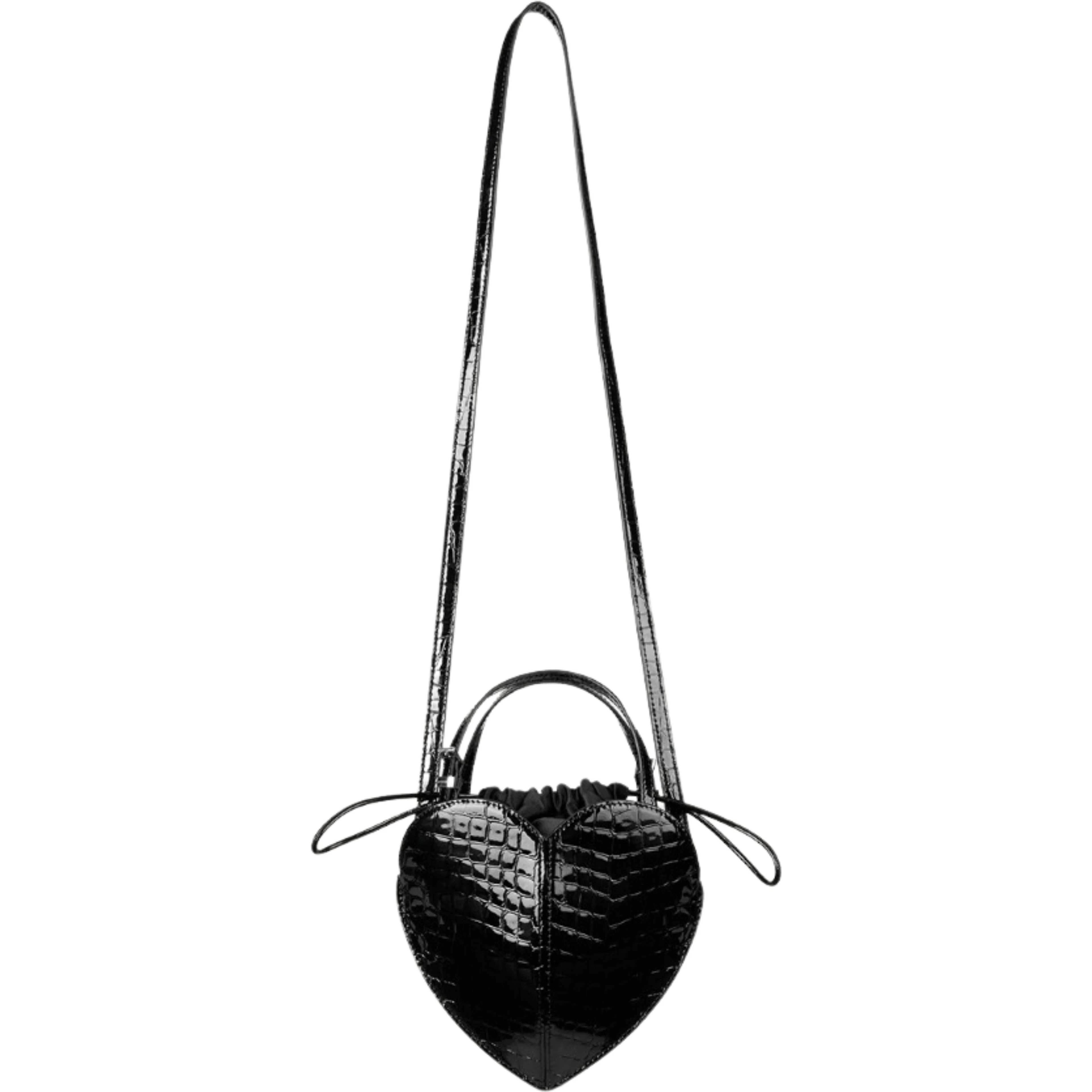 PATENT CROCO HEART BAG