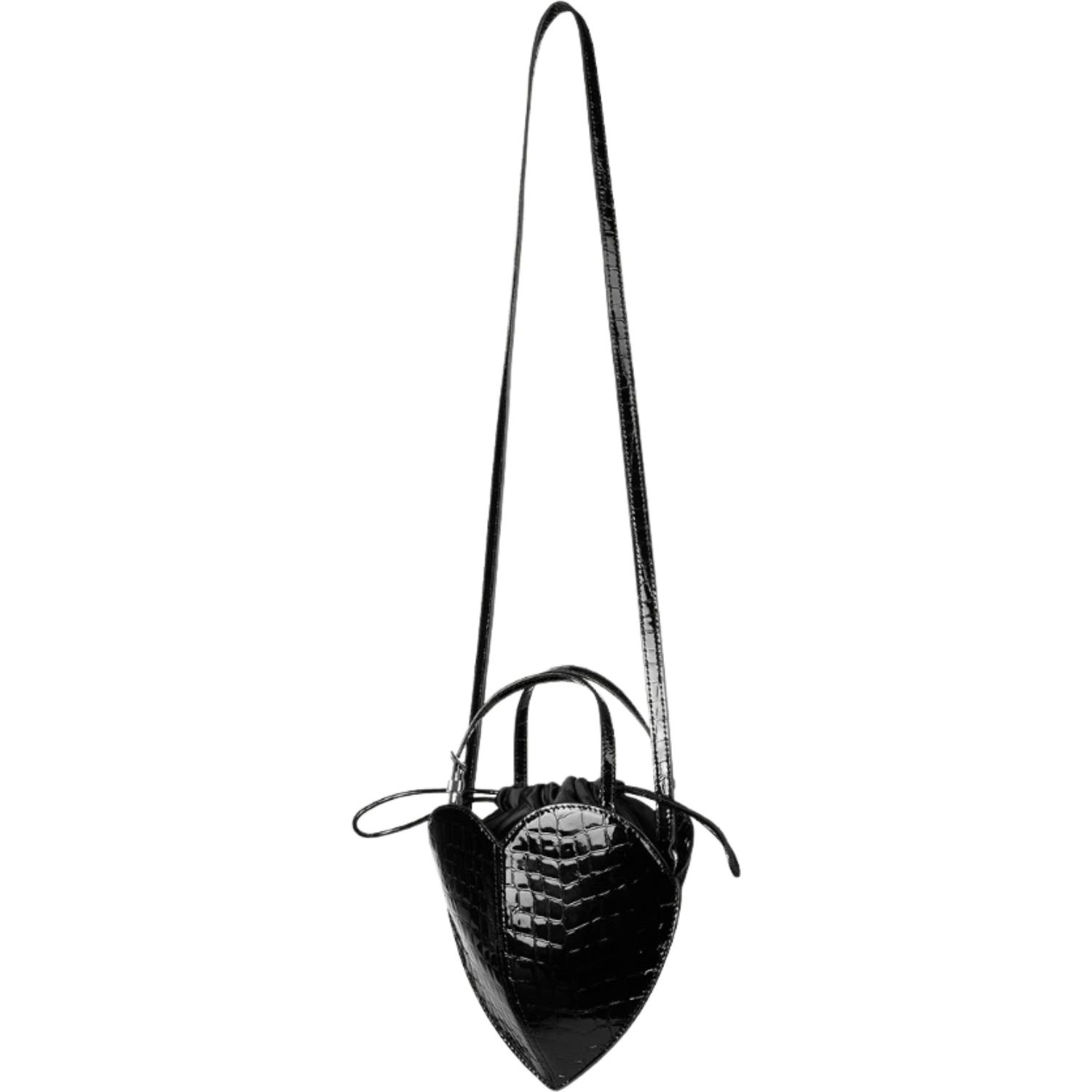 PATENT CROCO HEART BAG