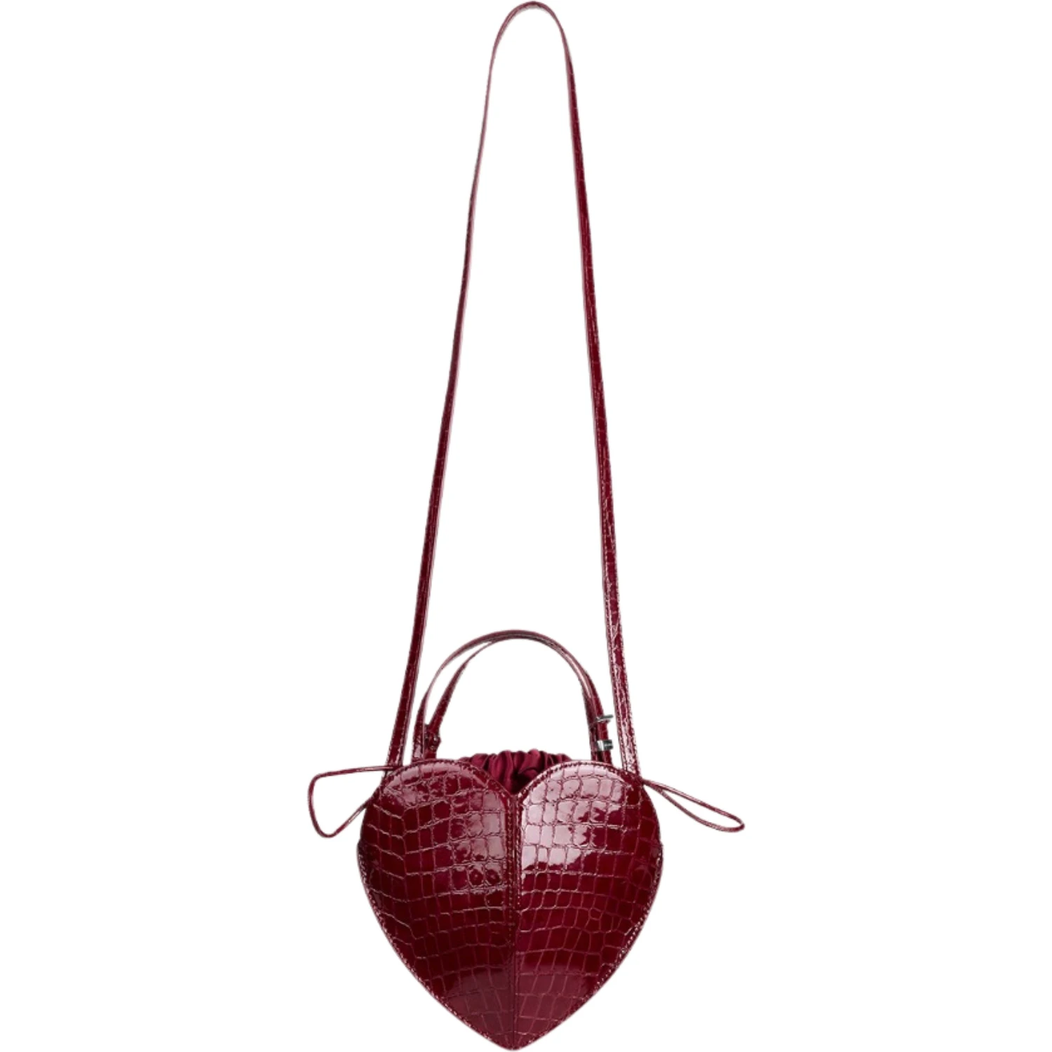 PATENT CROCO HEART BAG
