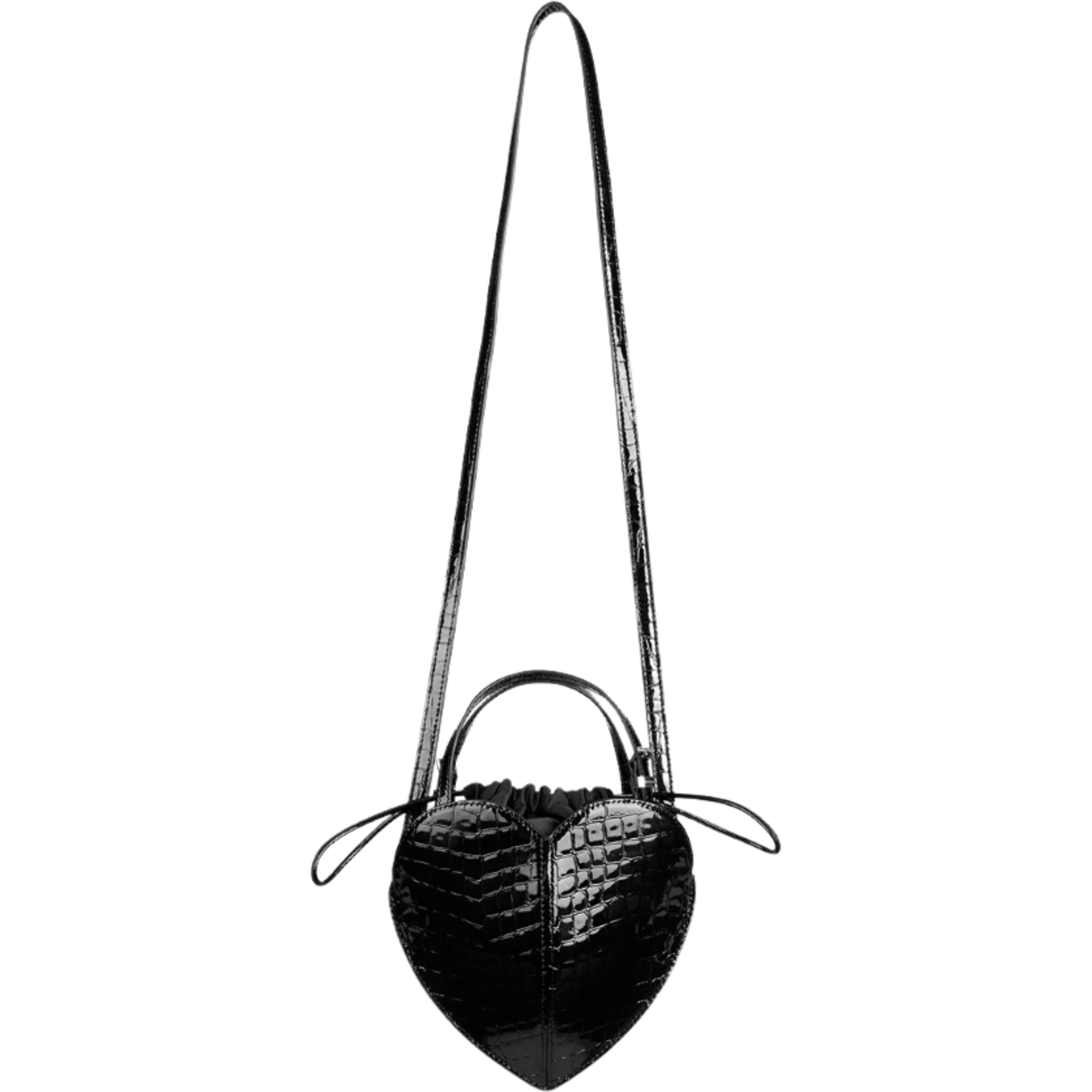 PATENT CROCO HEART BAG