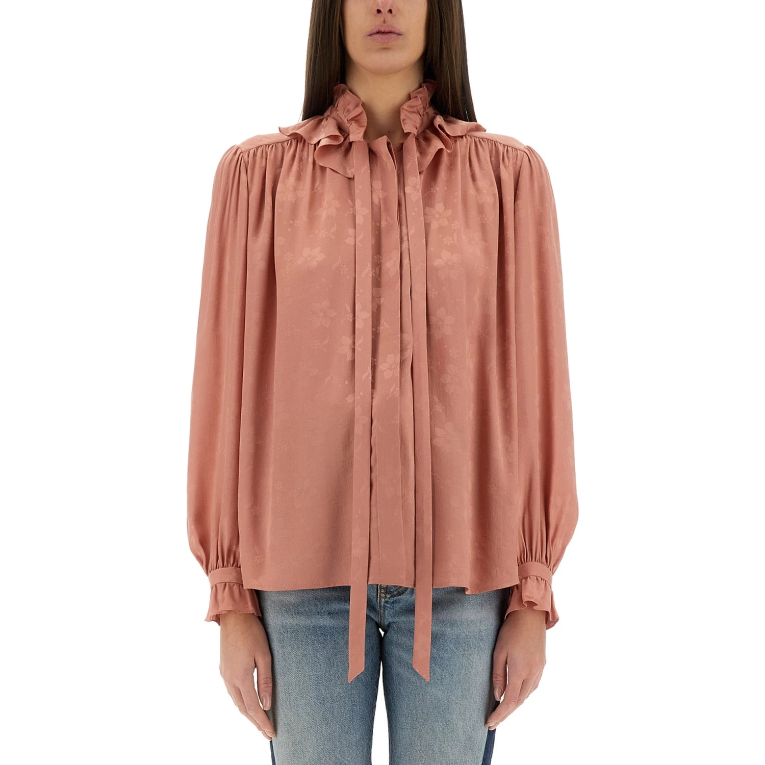 FLUID SILK JACQUARD BLOUSE